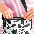 White Cow Pattern Print Buckle Wide Belt Inclined Shoulder Bag - Foto 1