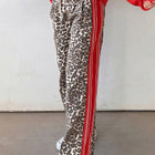 Brown Leopard Patchwork Elastic Waist Jeans - Damesmode Afbeelding 3 - Thumbnail