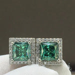 2 Carat Moissanite Square Stud Earrings | Redblad 18K Solid Gold & Certified Diamond Earrings
