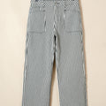 Black Stripe Patch Pocket High Waist Shift Denim Jeans - Damesmode Afbeelding 3 - Foto 3