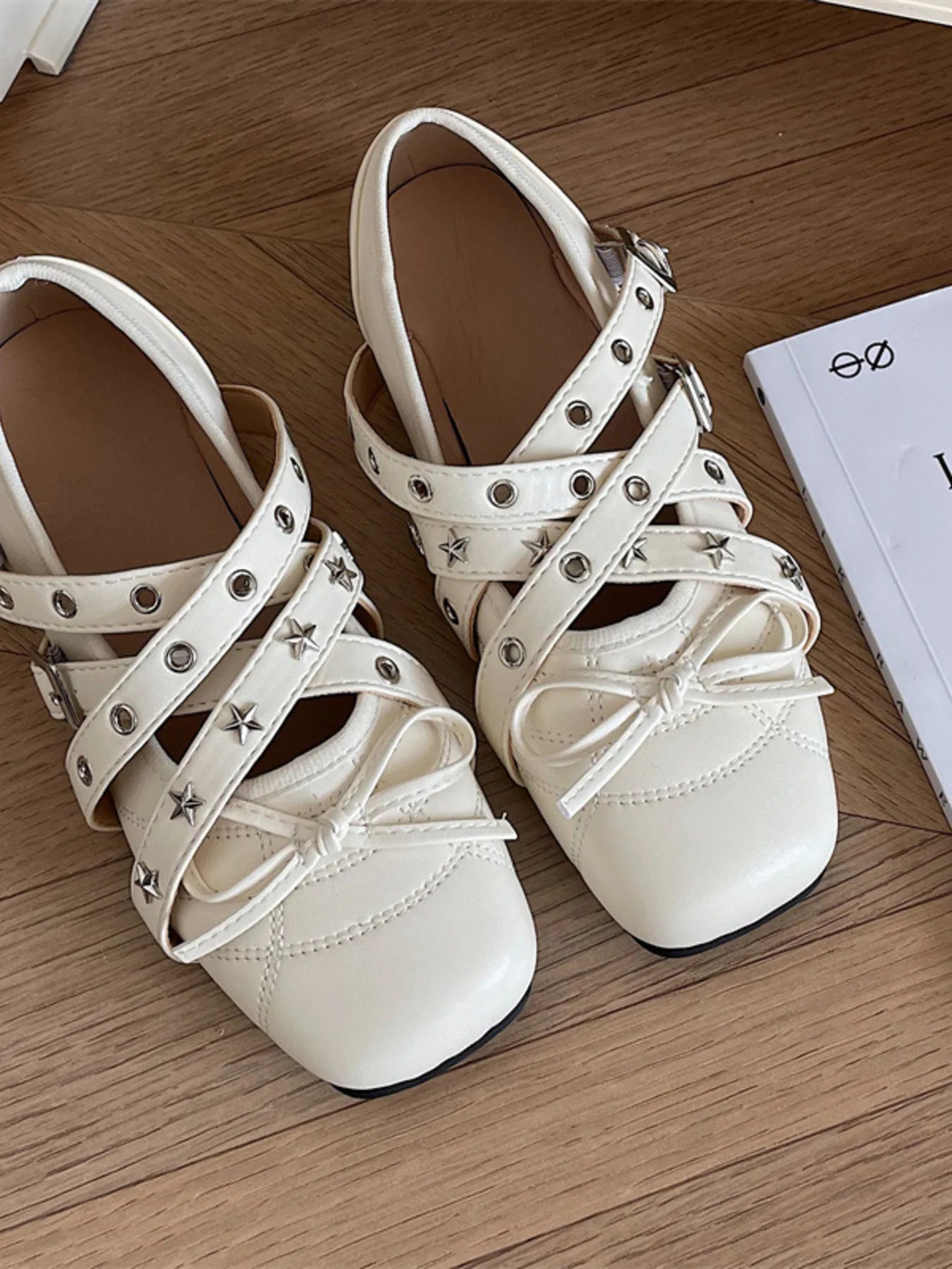 Studded Strappy Bow Slip-Ons - Exclusive Women Fashion & Apparel | Redblad Official