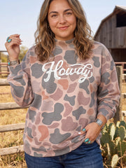 Multicolour Camouflage Western Graphic Plus Size Sweatshirt - Miniatuur