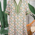 Multicolour Boho Geometric Flower Print Short Sleeve Loose Mini Dress - Foto 4