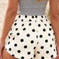 Sky Blue Polka Dot Print Shirred High Waist Casual Shorts - Foto 5