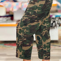 Gréng Camouflage-Print Zuchschnouer-Patch Täsch-Barrel Jeans - Foto 3