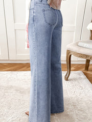 Jeans Beau Blue con bottoni e zip zip con pantaloni a campana - Immagine moda femminile 2 - Miniatuur