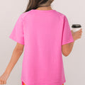 Beau Blue Striped Patch Front Casual Tee - Damesmode Afbeelding 5 - Foto 5
