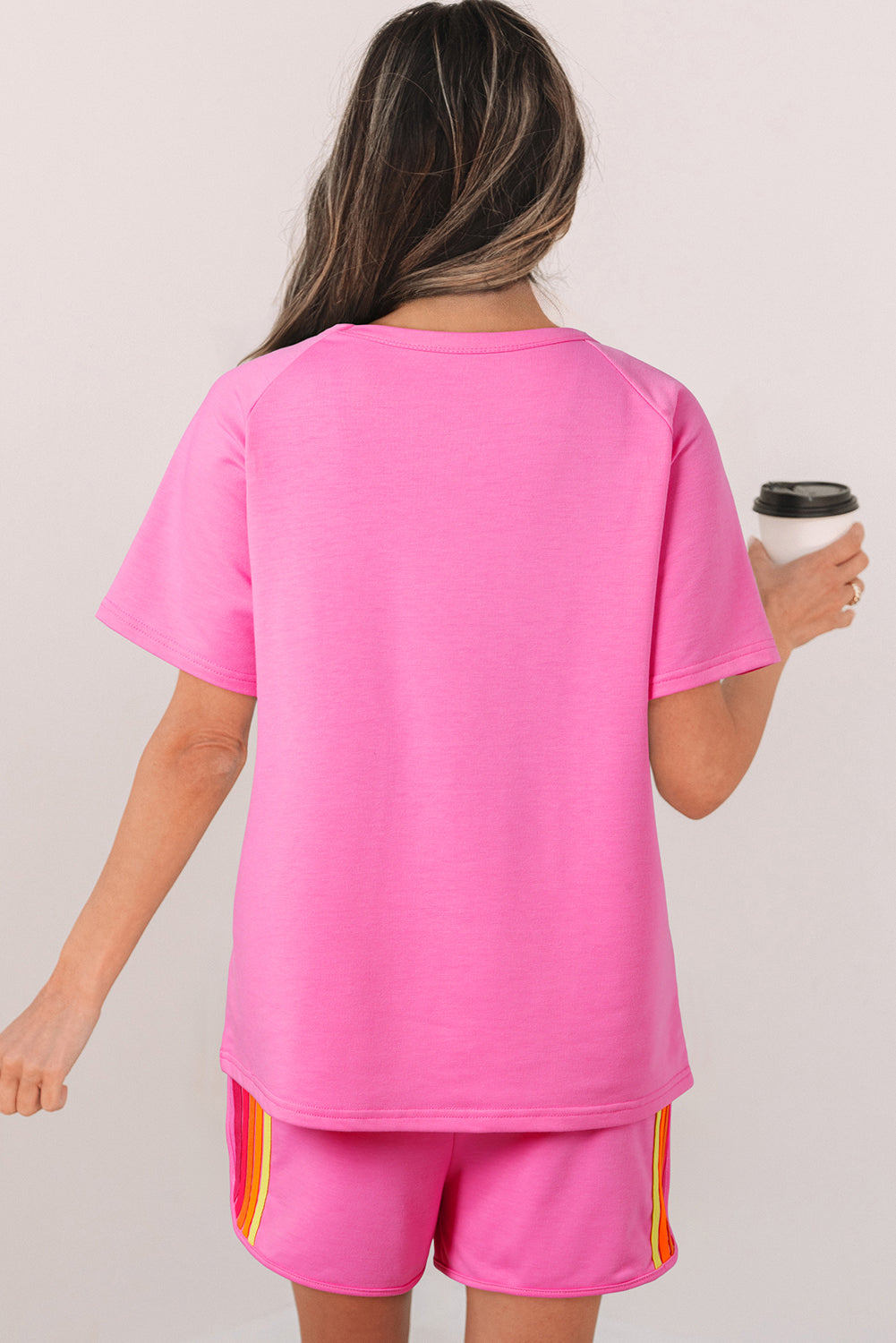 Beau Blue Striped Patch Front Casual Tee - Damesmode Afbeelding 5