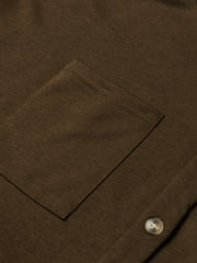 Dark Brown Button Up Contrast Knitted Sleeves Hooded Jacket - Miniatuur