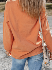 Sweatshirt de Ação de Graças Laranja Thankful Canelado com Gola Redonda - Miniatuur