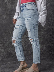 Jeans taille haute Slim Slim Slim Bleu Bleu Ciel - Miniatuur