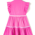 Strawberry Pink Ric Rac Faarfblock Flutter Ärmel V-Hals Tiered Kleed - Foto 4