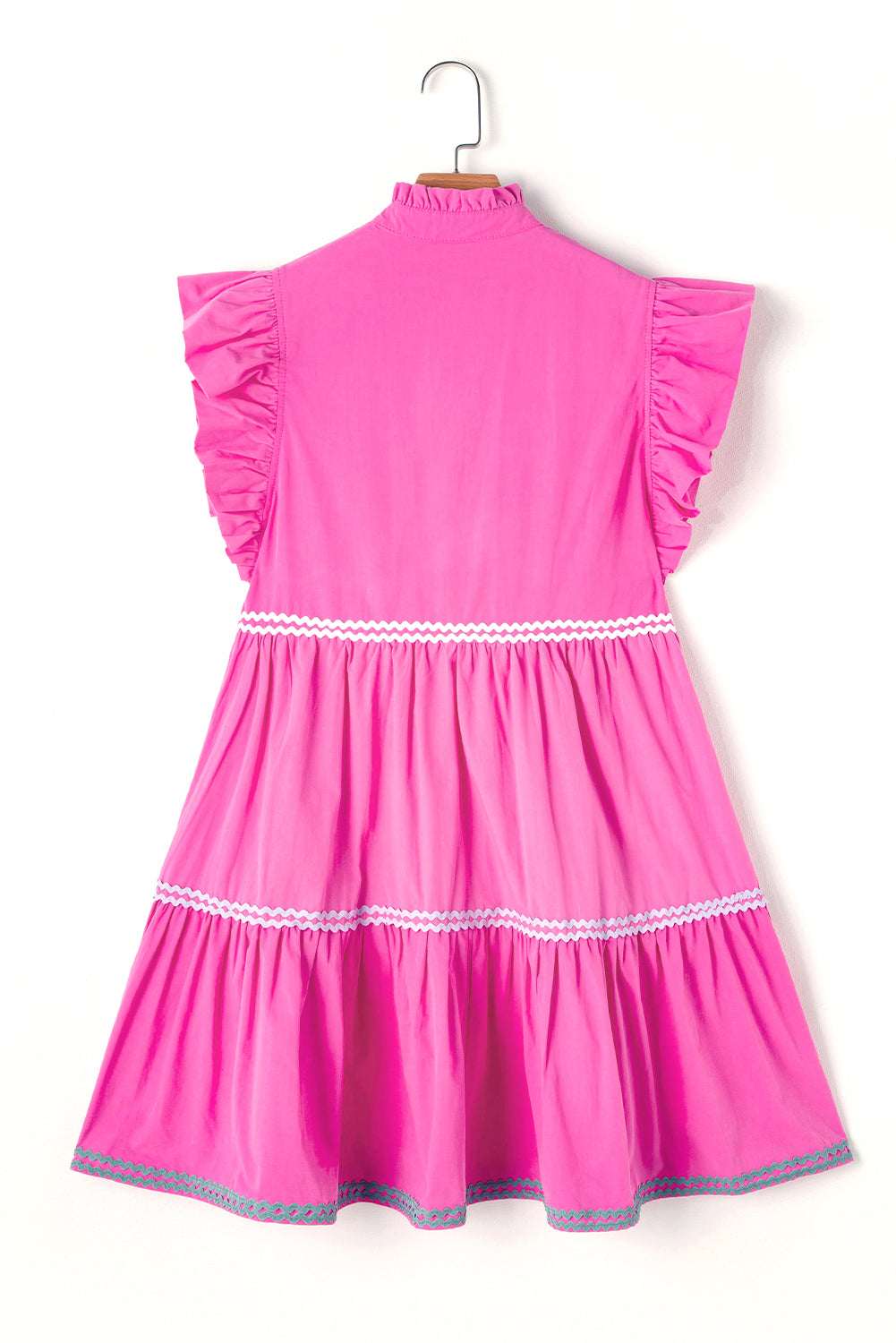 Robe à manches en V à manches en V Ric Rac Colorblock Color Block Fraise