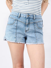 Myosotis High Waist Frayed Denim Shorts - Miniatuur