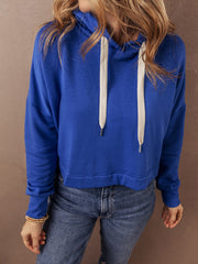Påserosa Solid Shoulder Dragsko Kort hoodie - Miniatuur