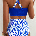 Dunkelblaue Bikinis mit Shell-Stickerei und V-Ausschnitt mit Textur, Mix-and-Passend Bikinis mit hoher Taille - Foto 2