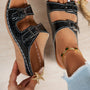 Double Buckle Wedge Sandals