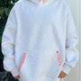Sweat à capuche patchwork gris contrasté oversize