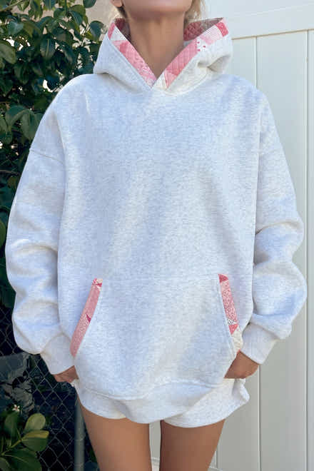 Grå kontrast patchwork Oversize-hoodie
