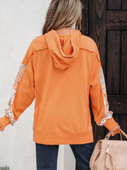 Sweatshirt Floral Patchwork Floral Side Slit Hoodie - Miniatuur