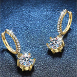 1 Carat 925 Sterling Silver Moissanite Drop Earrings | Redblad 18K Solid Gold & Certified Diamond Earrings