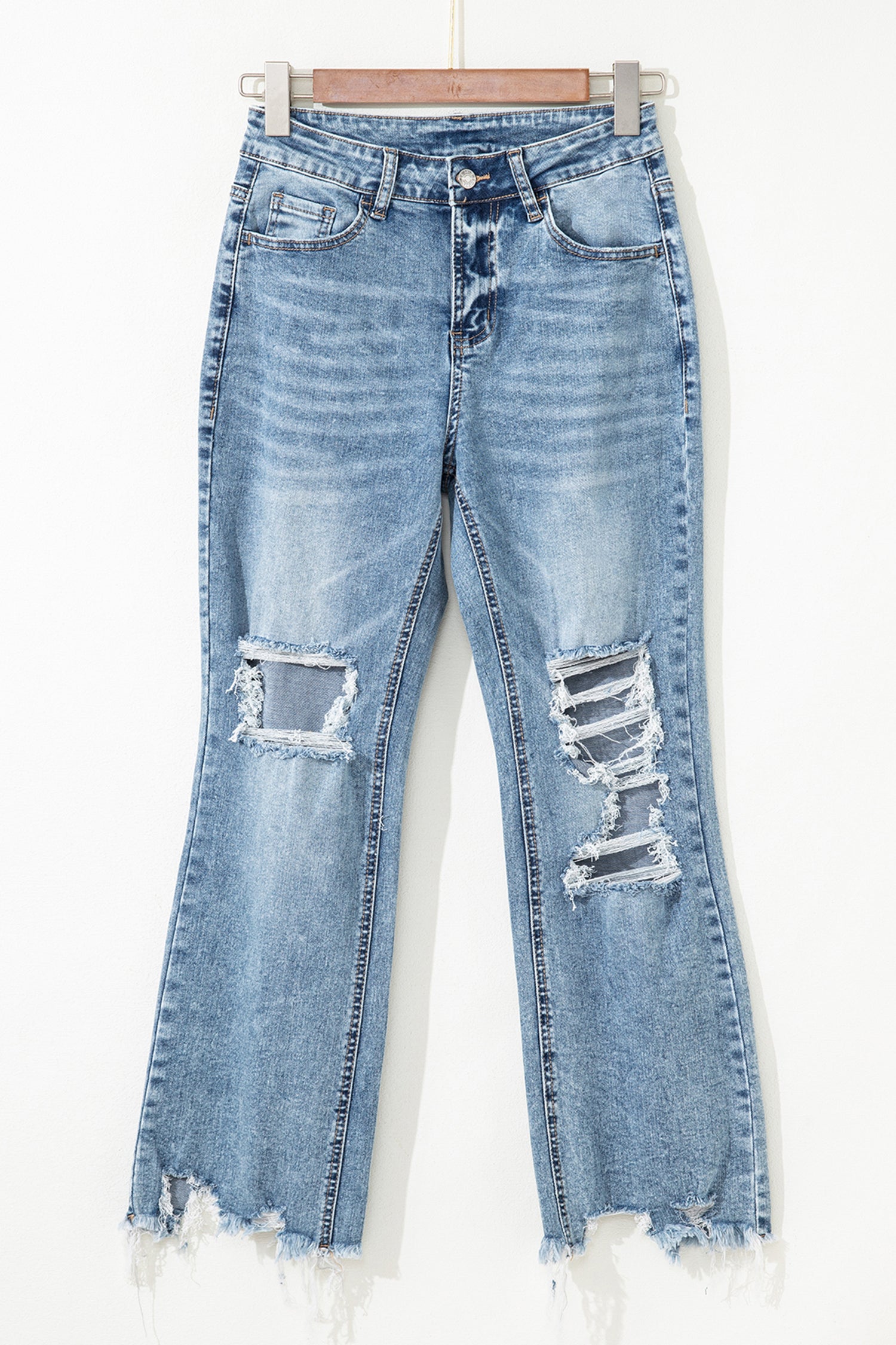 Myosotis Rå Søm Revet Knæfit Udstrakte Jeans