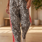 Brown Leopard Patchwork Elastic Waist Jeans - Damesmode Afbeelding 4 - Thumbnail