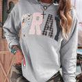 Kaffee-Floral-Buffalo-Karo-Gestreifter Patch Westernpullover Pullover - Foto 6