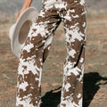 Brown Abstract Pattern Regular Fit Full-Length Western Style Jeans - Damesmode Afbeelding 4 - Foto 4