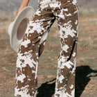Brown Abstract Pattern Regular Fit Full-Length Western Style Jeans - Damesmode Afbeelding 4 - Thumbnail