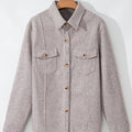 Light Grey Turn Down Collar Flap Pockets Buttoned Shacket - Foto 5