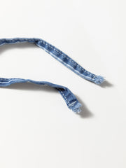 Blue Stripe Chambray Wide Leg Tied Elastic Waist Trousers - Damesmode Afbeelding 5 - Miniatuur
