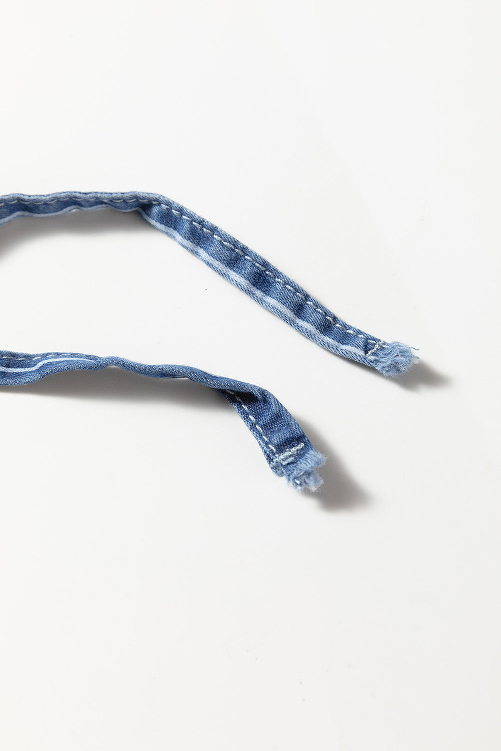 Blue Stripe Chambray Wide Leg Tied Elastic Waist Trousers - Damesmode Afbeelding 5