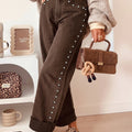 Black Studded Detail Straight Leg Casual Loose Jeans - Damesmode Afbeelding 6 - Foto 6