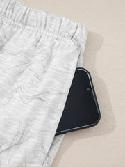 Light Grey Abstract Print Loose Drop Sleeve Hoodie Elastic Waistband 2pcs Pant Set - Miniatuur
