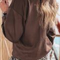 Kaffee-Floral-Buffalo-Karo-Gestreifter Patch Westernpullover Pullover - Foto 2