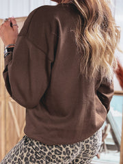 Coffee Floral Buffalo Plaid Striped Embroidered Patch Western Pullover Sweatshirt - Miniatuur