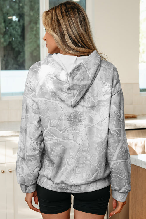 Sweat sportif oversize à motif camouflage gris Woodland