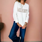 Schwarzgrün MERRY Letter Pattern Weihnachts-Raglan-Ärmelpullover – Damesmode Afbeelding 6 - Thumbnail