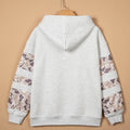 Hellgrauer Patchwork-Tarn-Hoodie mit langen Ärmeln - Foto 6