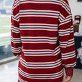 Red Stripe Retro Polo Collar Long Sleeve T Shirt Shift Mini Dress - Foto 2