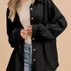 Zwart Waffle Gebreid Patchwork Exposed Seam Luchtige Shacket