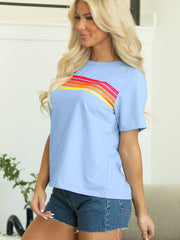 Beau Blue Striped Patch Short, Casual Casual - Moda Femminile Immagine 3 - Miniatuur