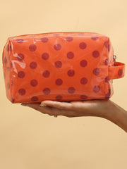 Light Pink Durable PVC Polka Dot Makeup Bag - Miniatuur