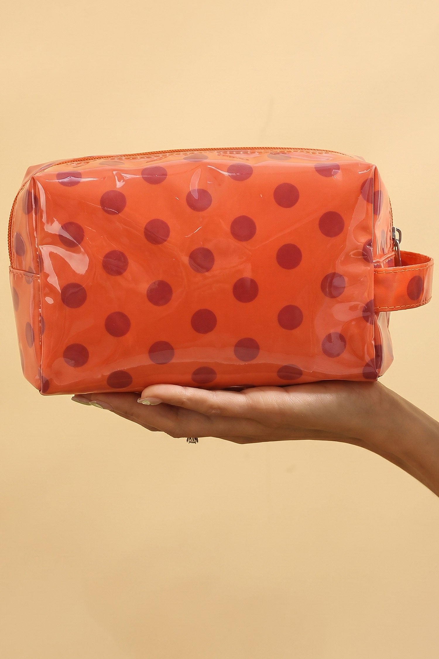 Hellrosa, langlebige PVC-Polka Dot Make-up-Tasche