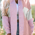 Rosa Color Pata de Gallo Color Textura Contraste Patchwork Suelta Shacket - Foto 3