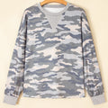Multicolour Camouflage Long Sleeve Round Neck Shift Pullover Top - Foto 5