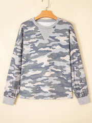 Maglione mimetica multicolore a maniche lunghe con mangione rotonda e maglia con cambio - Miniatuur