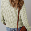 Grün karierter Muster mit Känguru-Taschen-Kordel-Hoodie - Foto 2