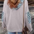 Apricot Floral Patchwork Star Pattern Drawstring Hoodie - Damesmode Afbeelding 5 - Foto 5